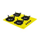 Cooktop Fogatti 4 Bocas Vidro Amarelo com Flange Esmaltada à Gás V400 Acendimento Automático