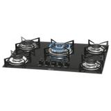 Cooktop Gás Mesa Vidro Fischer 5 Bocas Tripla Chama - Bivolt