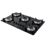 Cooktop Nardelli NV5 Vidro Preto/Flange Inox Bivolt