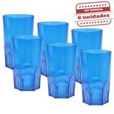 Copo Big Whisky Acrílico Azul 600ml 6 unidades Bezavel - Festabox