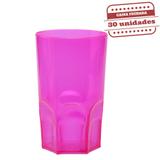 Copo Big Whisky Acrílico Rosa Neon 600ml 30 unidades Bezavel - Festabox