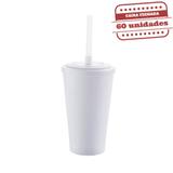 Copo Calderetta com Tampa e Canudo Branco 500ml 60 unidades Bezavel - Festabox