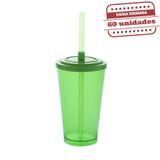 Copo Calderetta com Tampa e Canudo Verde Neon 500ml 60 unidades Bezavel - Festabox