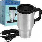 Copo caneca termica em inox eletrica plug 12v aquece agua cafe leite para carro e barco portatil - Gimp