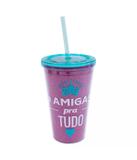 Copo Canudo Amigas Para Tudo 450ml - Projeto Kiwi - Minas presentes
