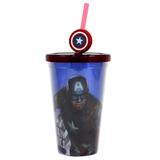 Copo Canudo c/Pingente Capitão América 500ml - Zona criativa