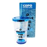 Copo canudo com glitter liquido o melhor 500ml - Zc