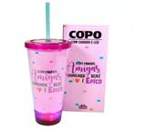 Copo canudo com LED Com as amigas 500 ml - Goldenhome