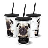 Copo Canudo Parede Dupla 500ml Bad Pug - Uatt