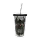 Copo canudo plastico wb jl movie stain all heroes fd transparente 10x6.5x15.6cm 500ml - Urban