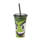 Copo canudo plastico wb tt beast boy face fd verde 10x6.5x15.6cm 500ml - Urban