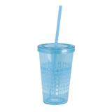 Copo com Canudo Color 625ml Mor - Azul