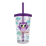 Copo Com Canudo Divertido 650Ml Coruja Art House
