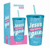 Copo com canudo - fé - jesus minha fonte - Brasfoot