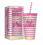 Copo com canudo - frases - princesa - Brasfoot