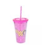 Copo Com Canudo Mulher-Maravilha 450ml - Liga Da Justiça - Minas presentes