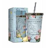 Copo com canudo - Shabby chic - Brasfoot