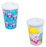 Copo Com Tampa De Plastico Menina Label Sortidos 550Ml - Arqplast