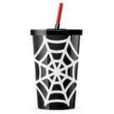 Copo com Tampa e Canudo Linha Herois Teia Black Bezavel - Festabox