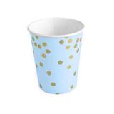 Copo de Papel 270 ml Poa Azul e Dourado pacote com 10 unid - Silver plastic