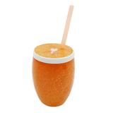 Copo de plástico c/canudo laranja 650ml - injetemp