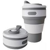 Copo de Silicone Retrátil Dobrável Tampa 350ml - Uny home