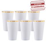 Copo de Suco Calderetta Durável Branca Borda Ouro 500ml 6 unidades Bezavel - Festabox