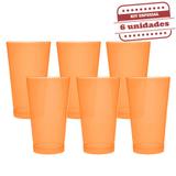 Copo de Suco Calderetta Durável Laranja Neon 500ml 6 unidades Bezavel - Festabox
