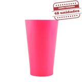 Copo de Suco Calderetta Durável Rosa Neon Leitoso 500ml 48 unidades Bezavel - Festabox