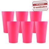 Copo de Suco Calderetta Durável Rosa Neon Leitoso 500ml 6 unidades Bezavel - Festabox