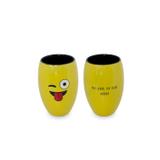 Copo de suco de cerâmica mondoceram diverticon humor 400ml-amarelo - Mondoceram gourmet