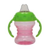 Copo de Treinamento 200 Ml - Alça e Bico de Silicone - Verde e Rosa - Buba