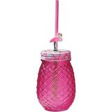 Copo de Vidro 540ml Yazi com Canudo Flamingo