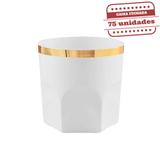 Copo de Whisky Durável Branco Borda Ouro 340ml 75 unidades Bezavel - Festabox