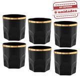 Copo de Whisky Durável Preto Borda Ouro 340ml 6 unidades Bezavel - Festabox