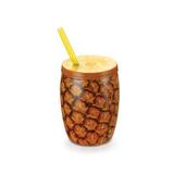 Copo decorado com canudo 65ml copo abacaxi amarelo - Injetemp