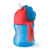 Copo Dinossauro com Canudo Curvado Vermelho e Azul - 200ml - Philips Avent