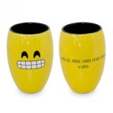 Copo Diverticon Sorria 400ml Mondoceram 12,2cmx8,7cmx8,7cm Amarelo