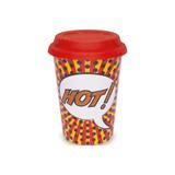 Copo em Cerâmica com Tampa de Silicone Daily Trip Pop 300ml Vermelho - Oxford