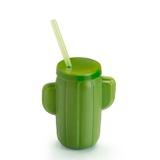 Copo Formato Cacto 500 Ml com Canudo Verde Injetemp