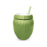 Copo Formato de Coco Verde com Canudo 850 Ml Injetemp