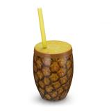 Copo Fruta Abacaxi com Canudo 650 Ml Amarelo Injetemp