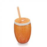Copo Fruta Laranja com Canudo 650 Ml Alaranjado Injetemp