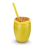 Copo Fruta Maracuja com Canudo 650 Ml Amarelo Injetemp