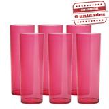 Copo Long Drink Slim Durável Vermelho 260ml 6 unidades Bezavel - Festabox