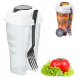 Copo para Salada 700 Ml com Porta Tempero 70 Ml + Garfo em Plastico Clink