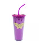 Copo Pink Com Cubos De Gelo Mulher Maravilha 600ml - Liga Da Justiça - Minas presentes