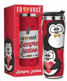 Copo plast. inox temas new - amor - sempre juntos pinguim - Brasfoot