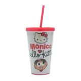 Copo Plástico c/ Canudo 500ml - Hello Kitty Mônica - Urban