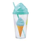 Copo Plástico com Canudo 600 ml Sorvete - Art house
